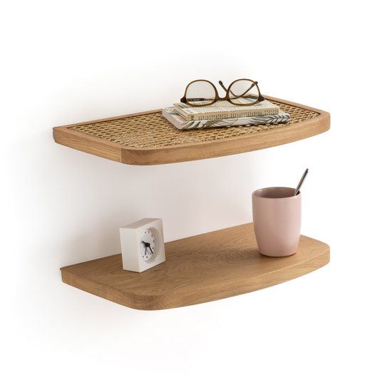 Table de chevet cannage bois