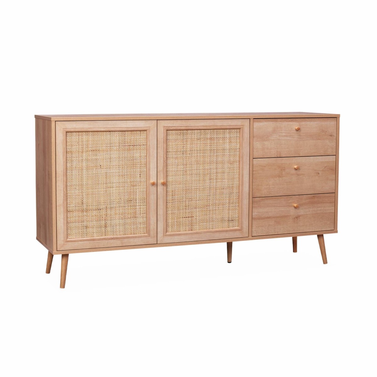 Table de chevet cannage bois